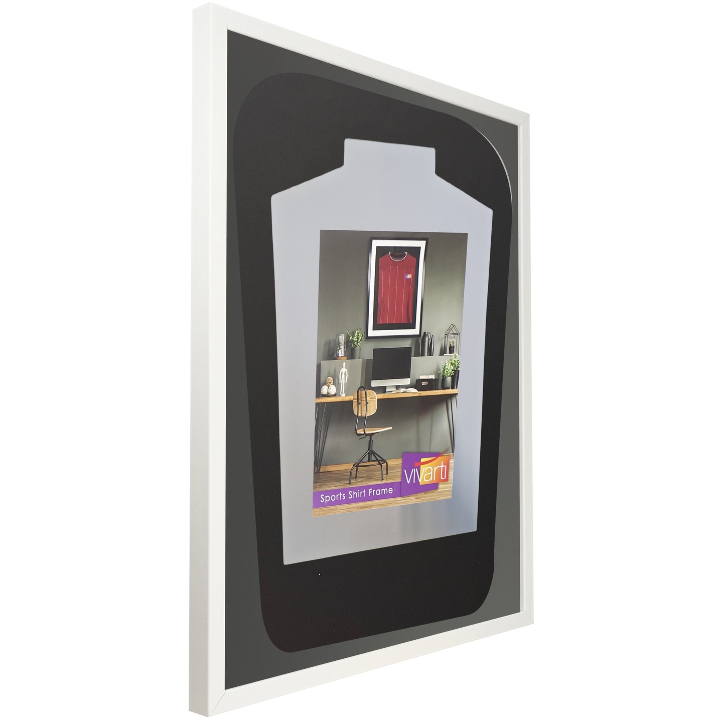 Vivarti DIY Tapered 3D Mounted Sports Shirt Display Gloss White Frame