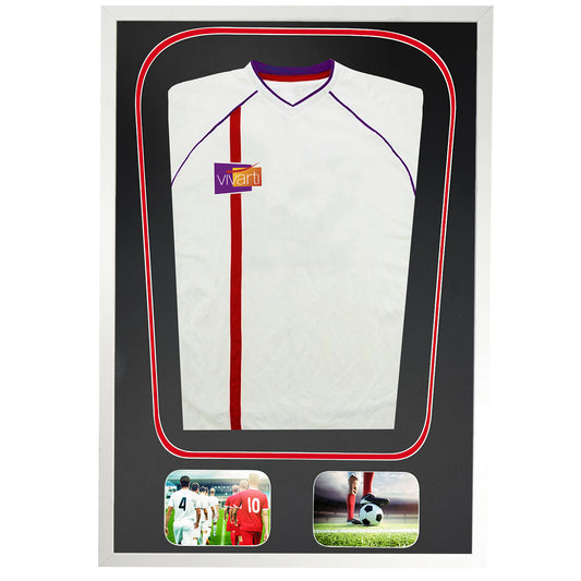 Vivarti DIY Tapered 3D Double Mounted + Double Aperture Sports Shirt Display Gloss White Frame