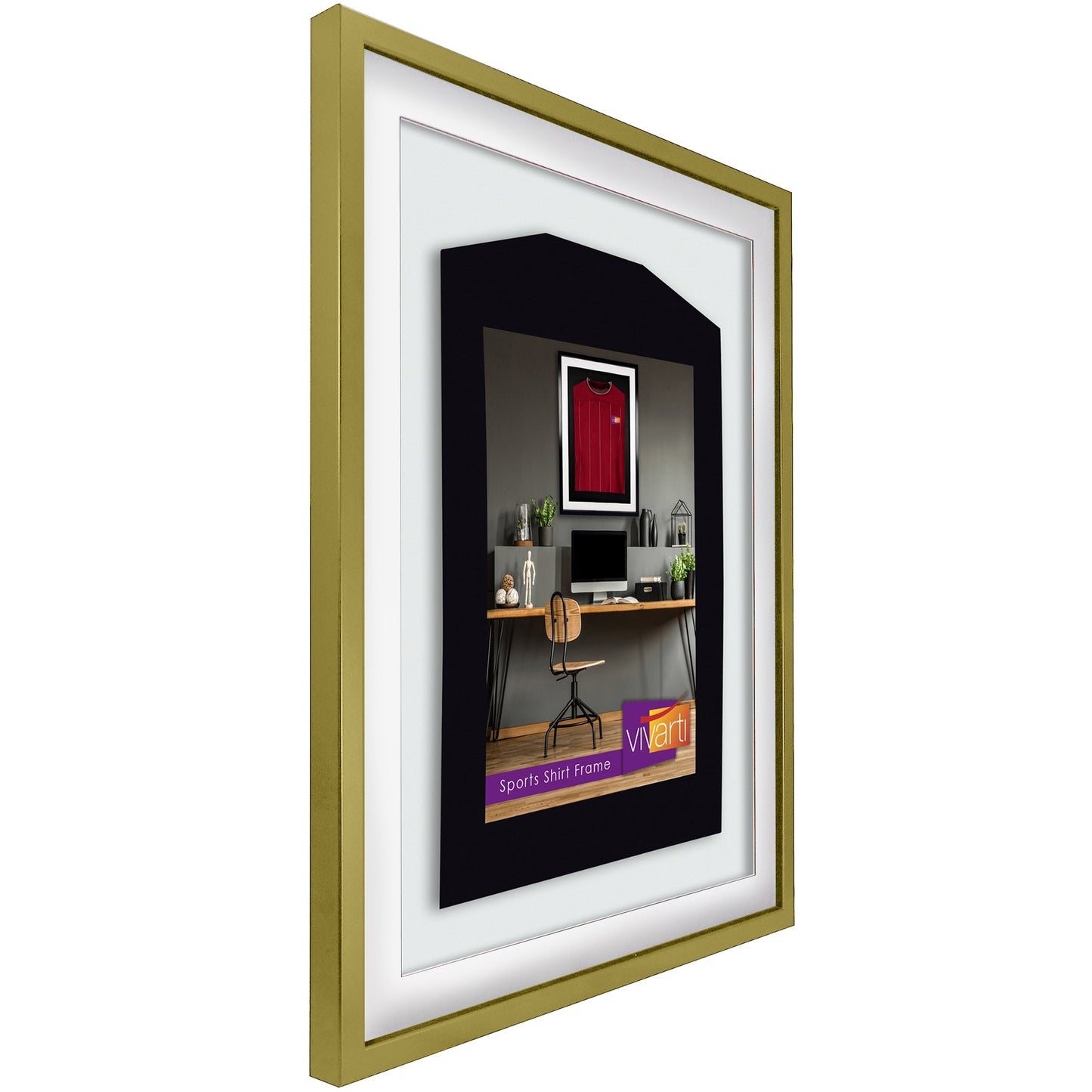 3D Mounted Sports Shirt Display Gold Frame