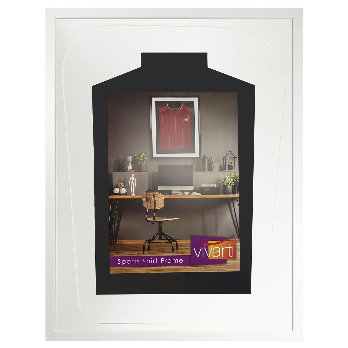 Vivarti DIY Tapered 3D Mounted Sports Shirt Display  Gloss White Frame