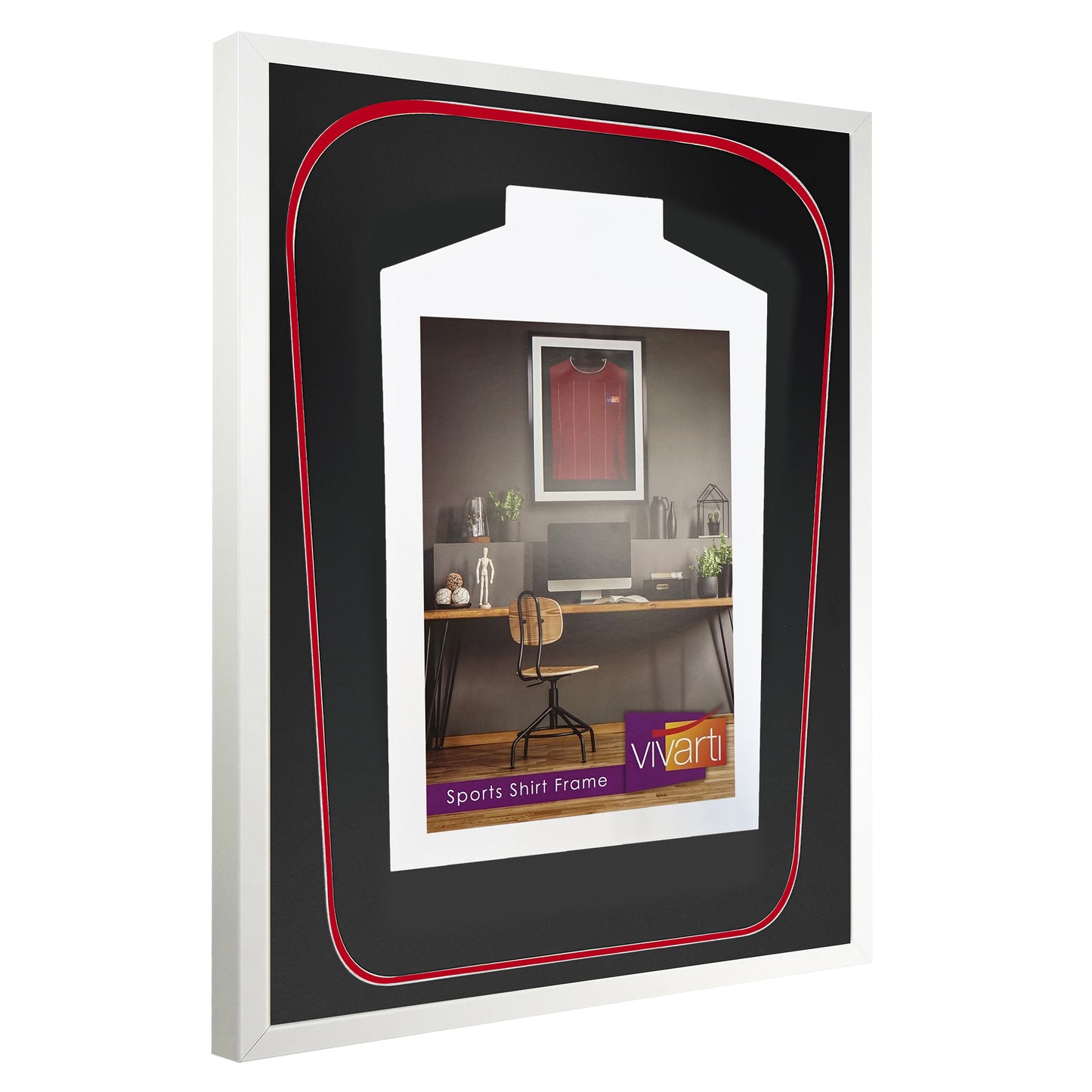 Vivarti DIY Tapered 3D Double Mounted Sports Shirt Display Gloss White Frame