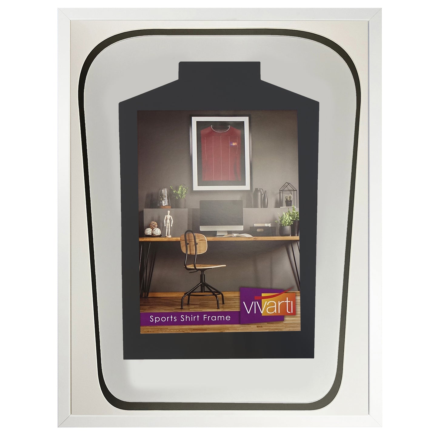 Vivarti DIY Tapered 3D Double Mounted Sports Shirt Display Gloss White Frame