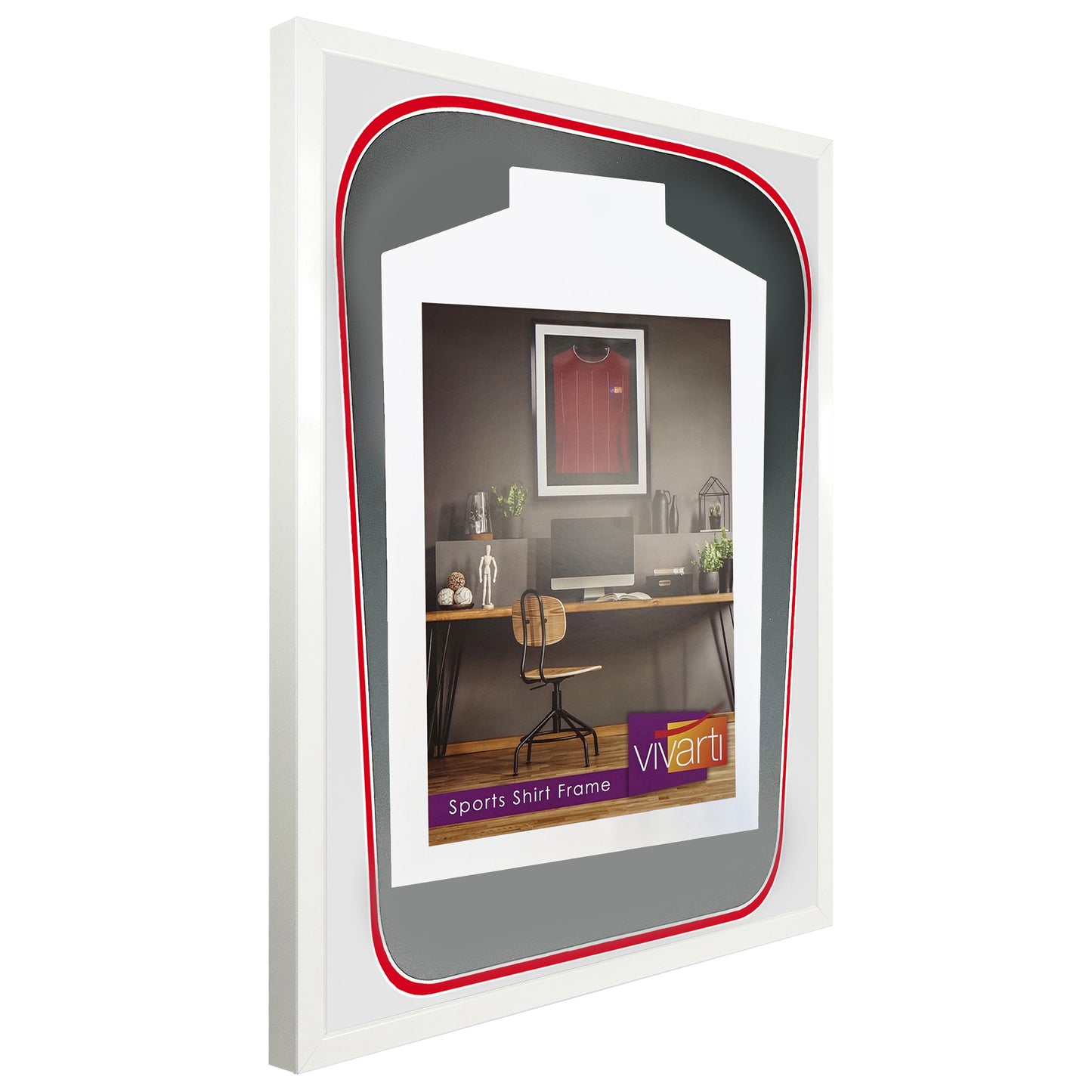 Vivarti DIY Tapered 3D Double Mounted Sports Shirt Display Gloss White Frame