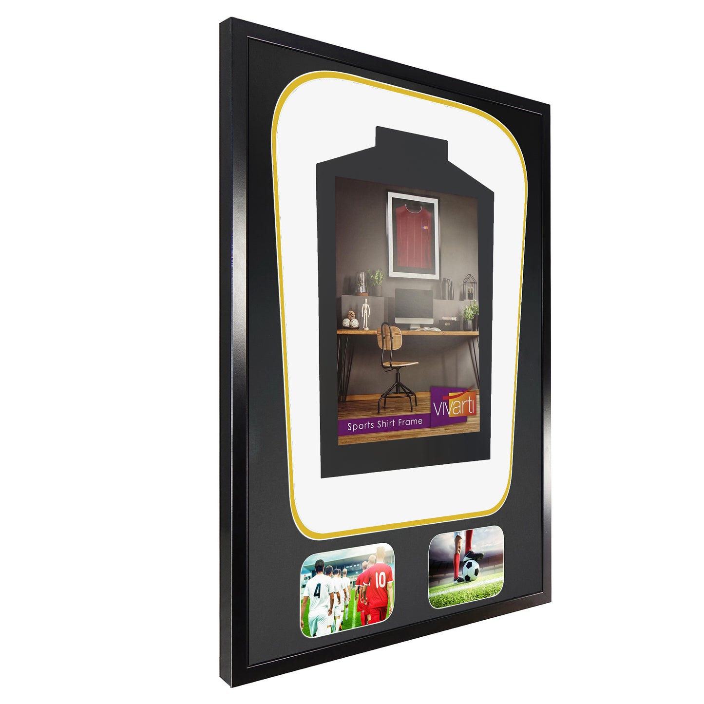 Vivarti DIY Tapered 3D Double Mounted + Double Aperture Sports Shirt Display Black Frame