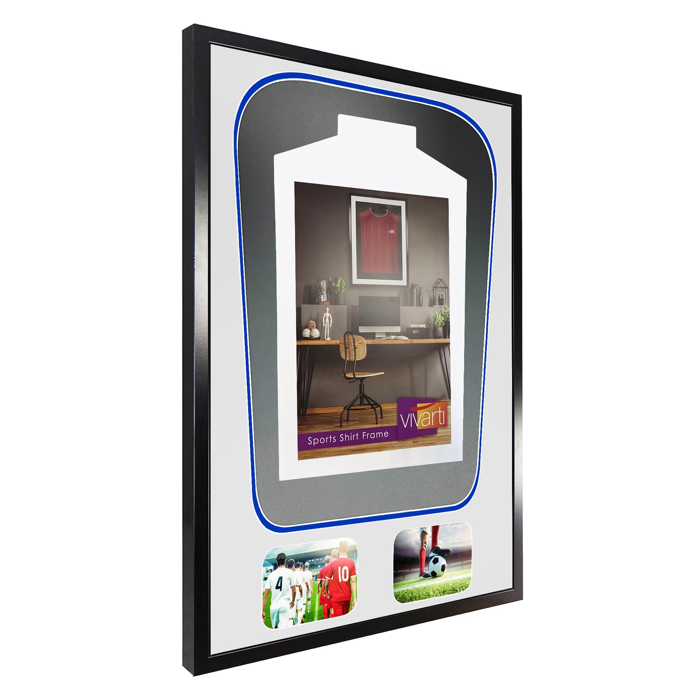 Vivarti DIY Tapered 3D Double Mounted + Double Aperture Sports Shirt Display Black Frame