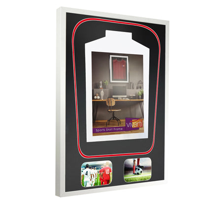 Vivarti DIY Tapered 3D Double Mounted + Double Aperture Sports Shirt Display Gloss White Frame
