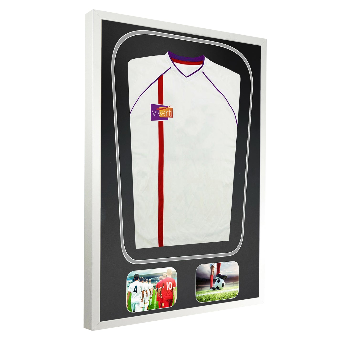 Vivarti DIY Tapered 3D Double Mounted + Double Aperture Sports Shirt Display Gloss White Frame