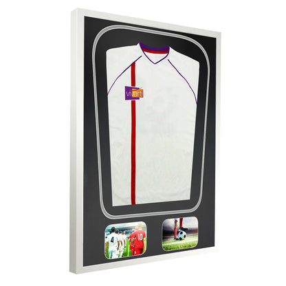 Vivarti DIY Tapered 3D Double Mounted + Double Aperture Sports Shirt Display Gloss White Frame
