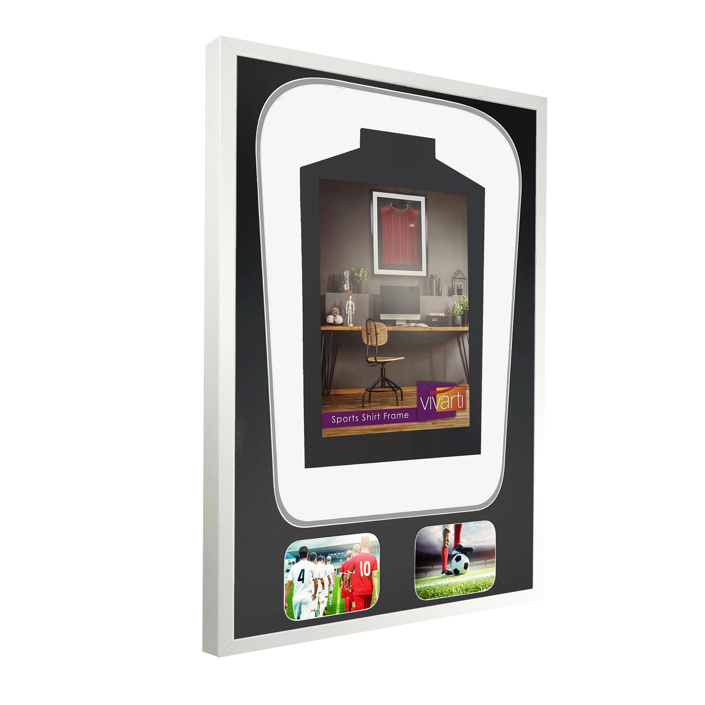 Vivarti DIY Tapered 3D Double Mounted + Double Aperture Sports Shirt Display Gloss White Frame