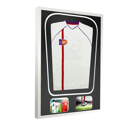 Vivarti DIY Tapered 3D Double Mounted + Double Aperture Sports Shirt Display Gloss White Frame