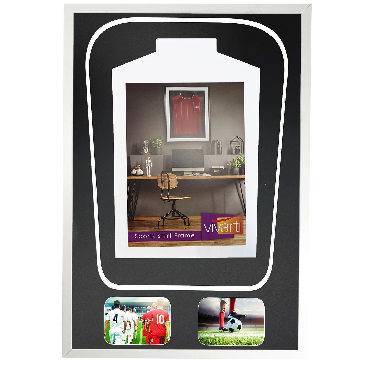 Vivarti DIY Tapered 3D Double Mounted + Double Aperture Sports Shirt Display Gloss White Frame