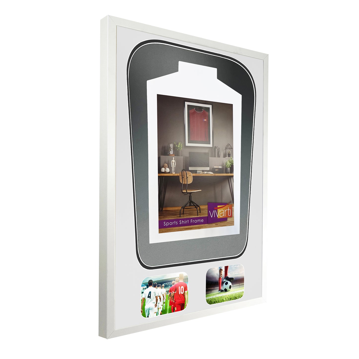 Vivarti DIY Tapered 3D Double Mounted + Double Aperture Sports Shirt Display Gloss White Frame