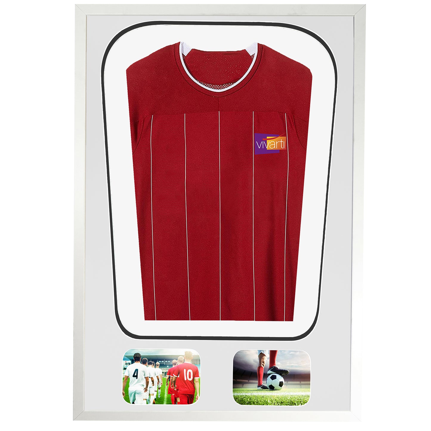 Vivarti DIY Tapered 3D Double Mounted + Double Aperture Sports Shirt Display Gloss White Frame