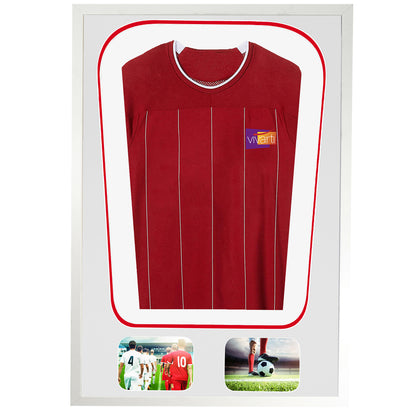 Vivarti DIY Tapered 3D Double Mounted + Double Aperture Sports Shirt Display Gloss White Frame