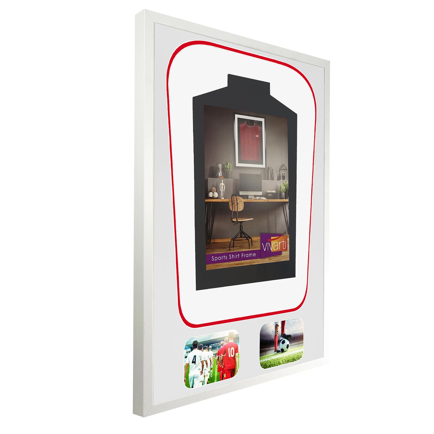 Vivarti DIY Tapered 3D Double Mounted + Double Aperture Sports Shirt Display Gloss White Frame