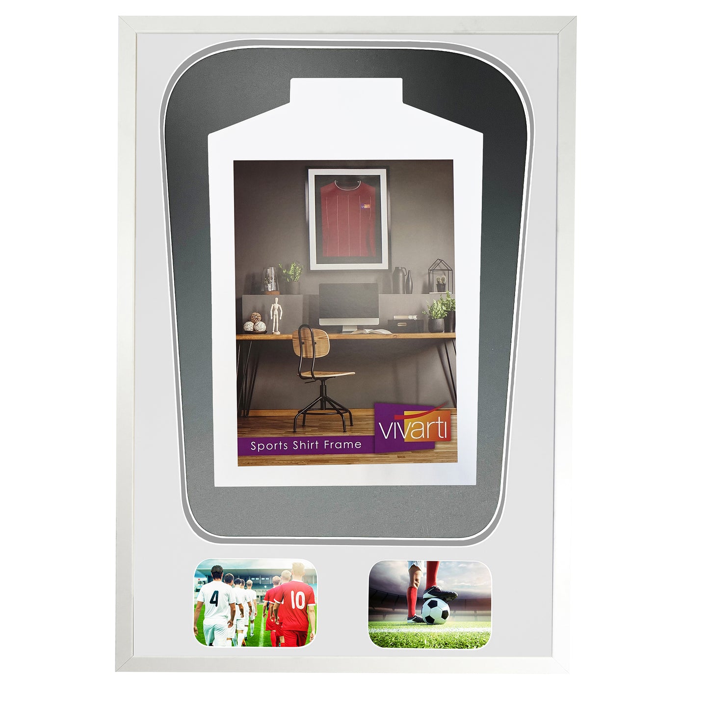 Vivarti DIY Tapered 3D Double Mounted + Double Aperture Sports Shirt Display Gloss White Frame