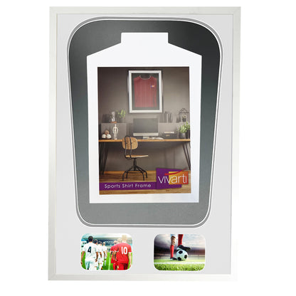 Vivarti DIY Tapered 3D Double Mounted + Double Aperture Sports Shirt Display Gloss White Frame