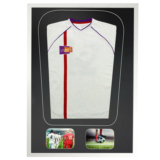 Vivarti DIY Tapered 3D Mounted+ Double Aperture Sports Shirt Display  Gloss White Frame