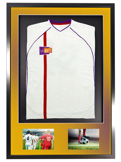 Vivarti DIY 3D Mounted + Double Aperture Sports Shirt Display Black Frame with Colour Mounts