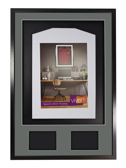 Vivarti DIY 3D Mounted + Double Aperture Sports Shirt Display Black Frame with Colour Mounts
