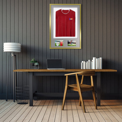 Vivarti DIY 3D Mounted + Double Aperture Sports Shirt Display Gold  Frame with Colour Mounts
