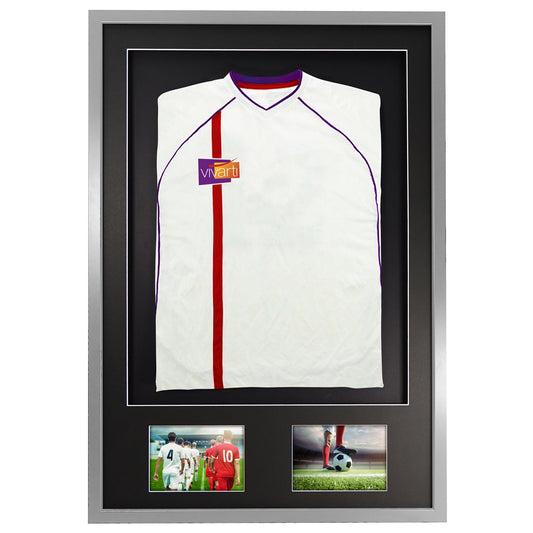 Vivarti DIY 3D Mounted + Double Aperture Sports Shirt Display Silver Frame