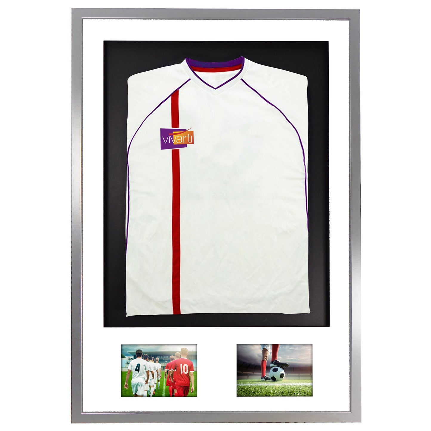 Vivarti DIY 3D Mounted + Double Aperture Sports Shirt Display Silver Frame