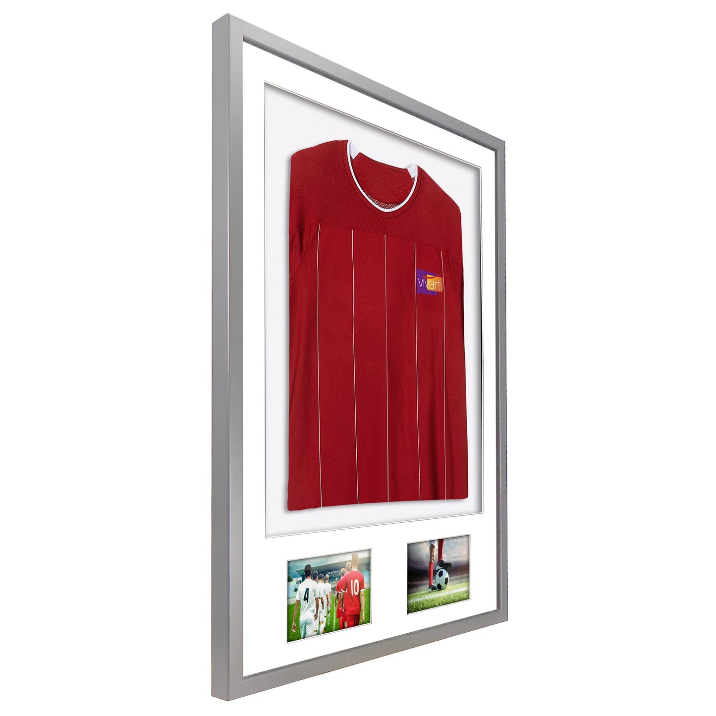 Vivarti DIY 3D Mounted + Double Aperture Sports Shirt Display Silver Frame