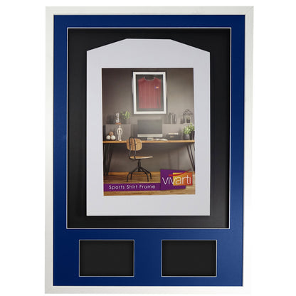 Vivarti DIY 3D Mounted + Double Aperture Sports Shirt Display White  Frame with Colour Mounts