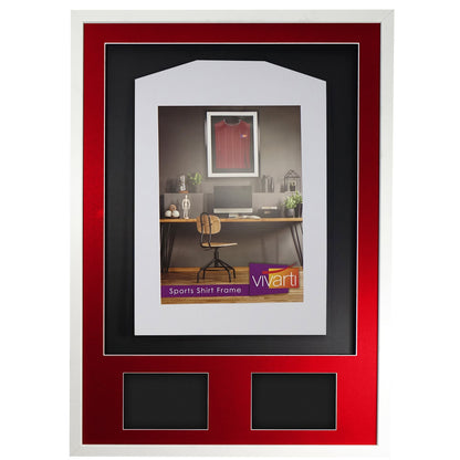 Vivarti DIY 3D Mounted + Double Aperture Sports Shirt Display White  Frame with Colour Mounts