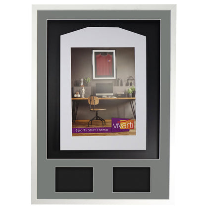 Vivarti DIY 3D Mounted + Double Aperture Sports Shirt Display White  Frame with Colour Mounts
