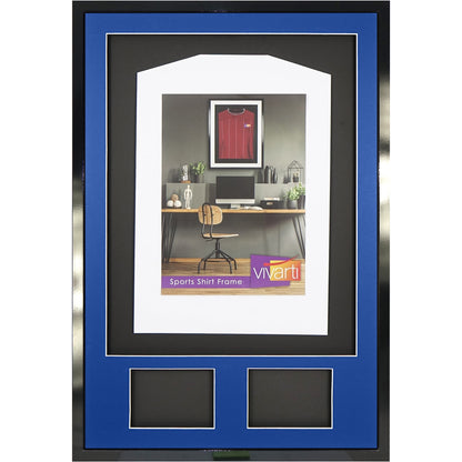 Vivarti DIY 3D Mounted + Double Aperture Sports Shirt Display Gloss Black Frame with Colour Mounts