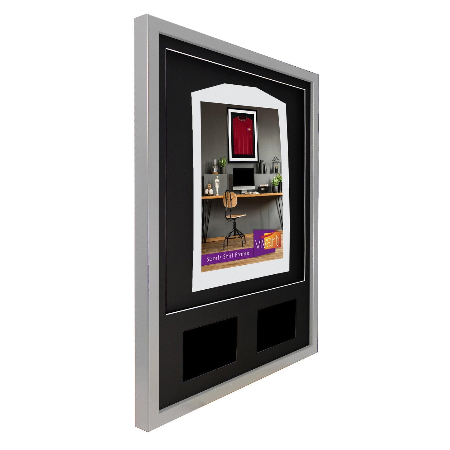 Vivarti DIY 3D Mounted + Double Aperture Sports Shirt Display Silver Frame