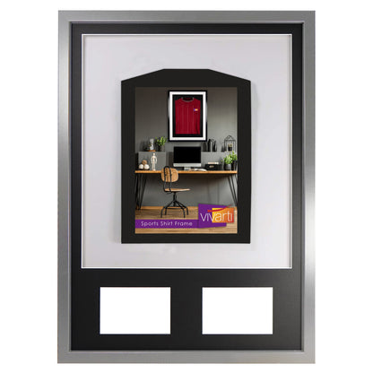 Vivarti DIY 3D Mounted + Double Aperture Sports Shirt Display Silver Frame