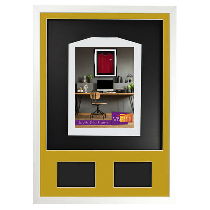 Vivarti DIY 3D Mounted + Double Aperture Sports Shirt Display White  Frame with Colour Mounts