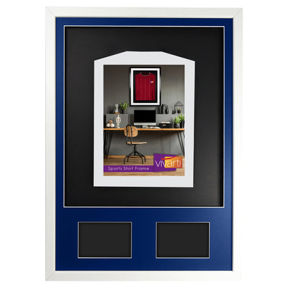 Vivarti DIY 3D Mounted + Double Aperture Sports Shirt Display White  Frame with Colour Mounts