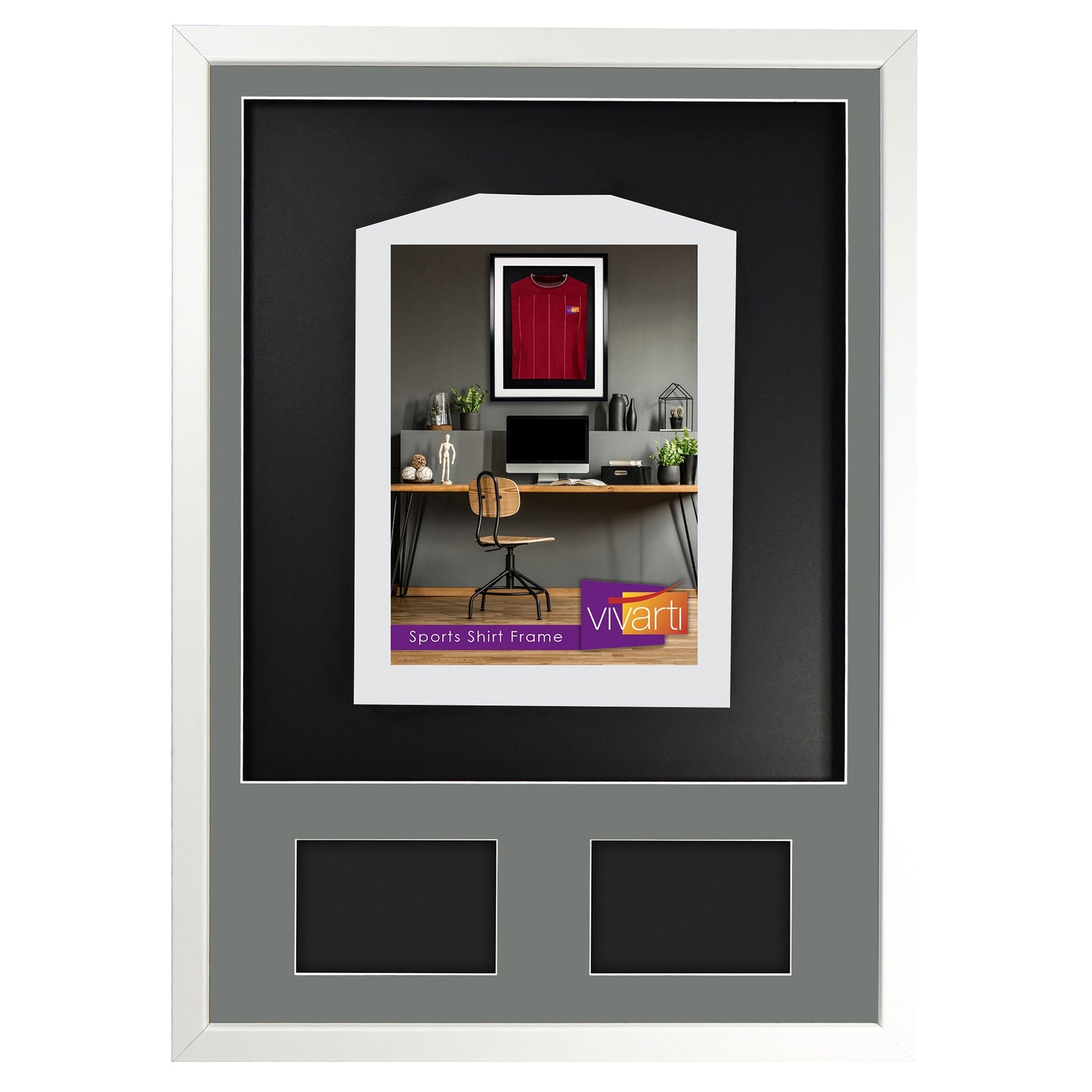 Vivarti DIY 3D Mounted + Double Aperture Sports Shirt Display White  Frame with Colour Mounts