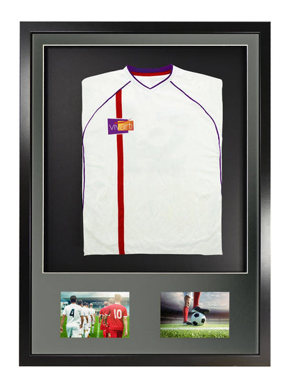 Vivarti DIY 3D Mounted + Double Aperture Sports Shirt Display Black Frame with Colour Mounts