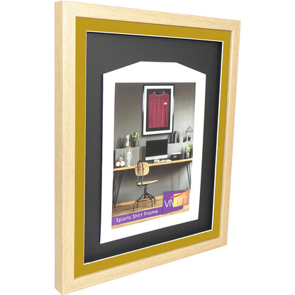 Vivarti DIY 3D Mounted Sports Shirt Display Oak Frame with Colour Mounts