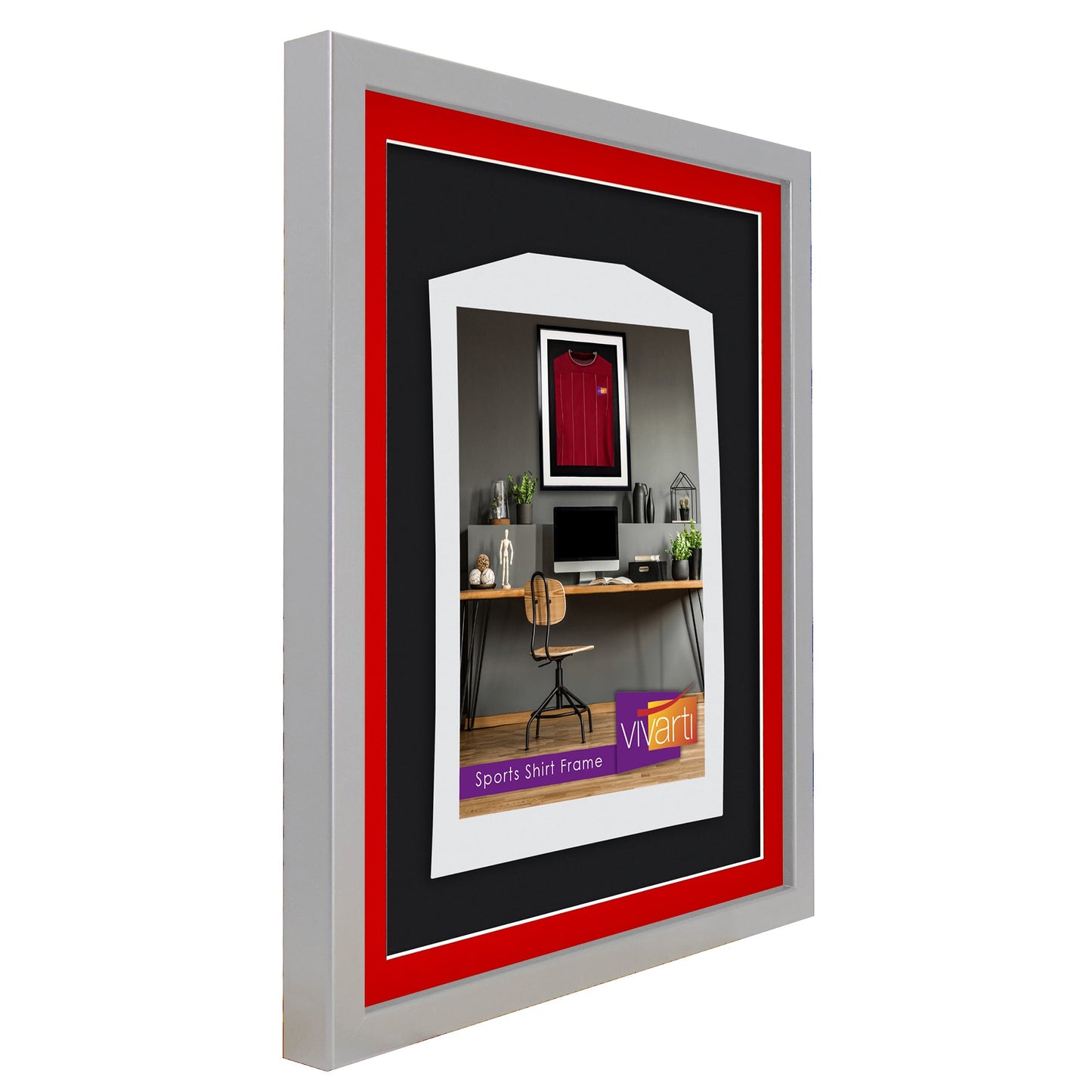 Vivarti DIY 3D Mounted Sports Shirt Display Silver  Frame with Colour Mounts