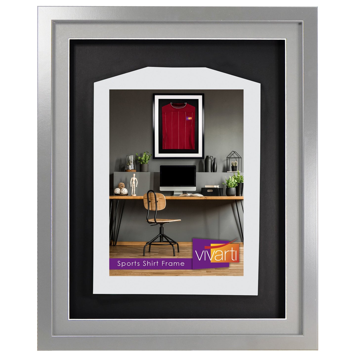 Vivarti DIY 3D Mounted Sports Shirt Display Silver  Frame with Colour Mounts