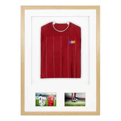 Vivarti DIY Sports Shirt Display 3D + Double Aperture Oak Frame