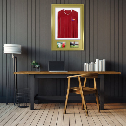 Vivarti DIY 3D Mounted + Double Aperture Sports Shirt Display Gold  Frame with Colour Mounts