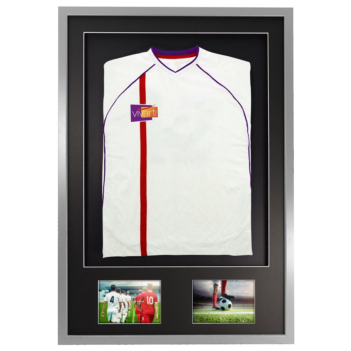 Vivarti DIY 3D Mounted + Double Aperture Sports Shirt Display Silver Frame