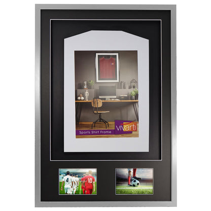 Vivarti DIY 3D Mounted + Double Aperture Sports Shirt Display Silver Frame
