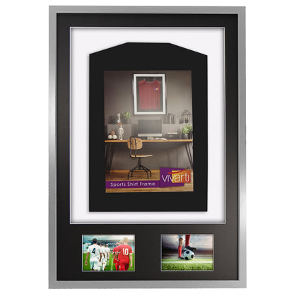 Vivarti DIY 3D Mounted + Double Aperture Sports Shirt Display Silver Frame