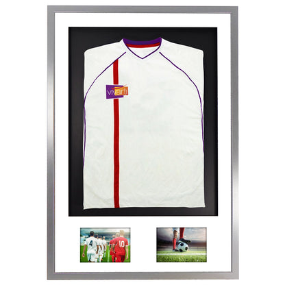 Vivarti DIY 3D Mounted + Double Aperture Sports Shirt Display Silver Frame