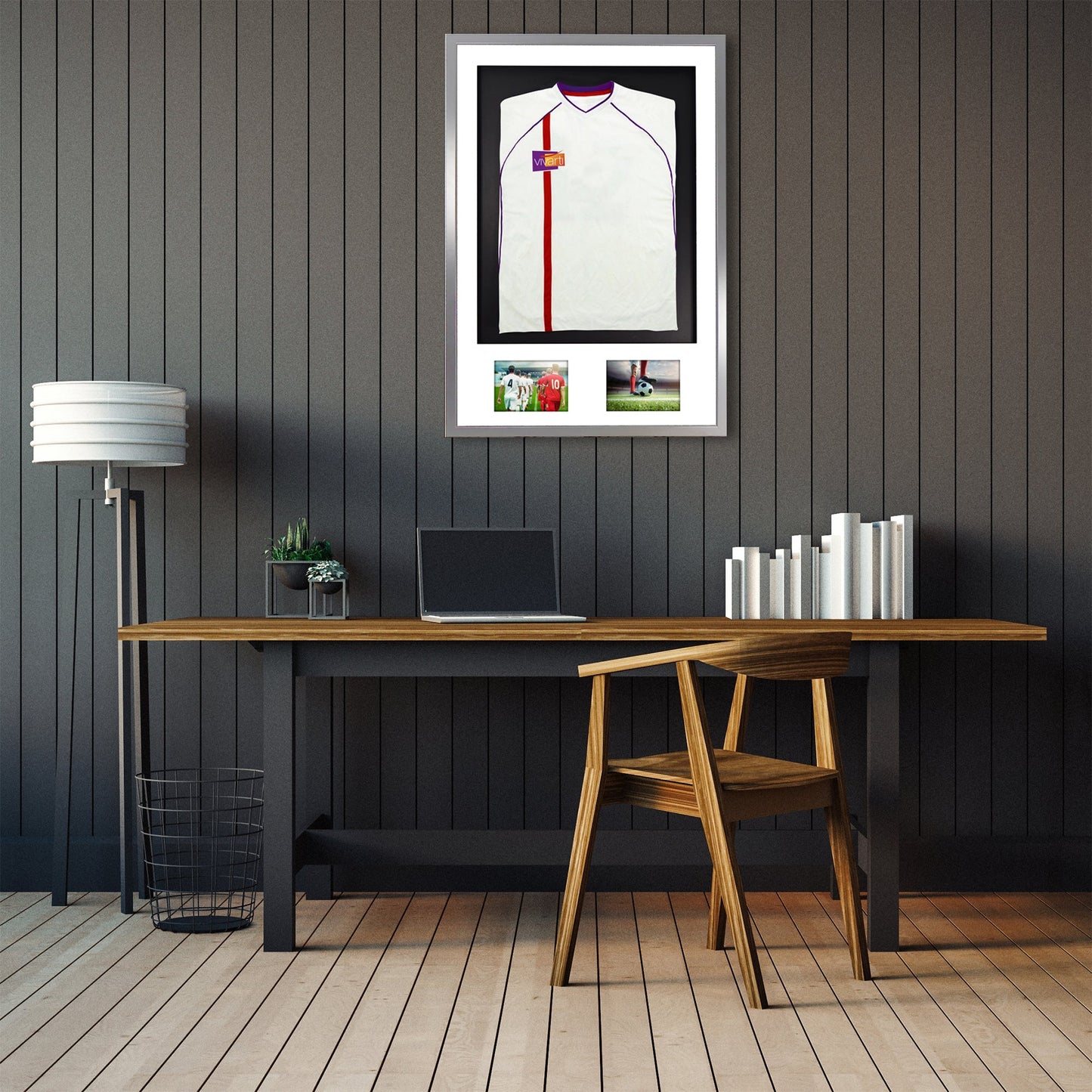 Vivarti DIY 3D Mounted + Double Aperture Sports Shirt Display Silver Frame