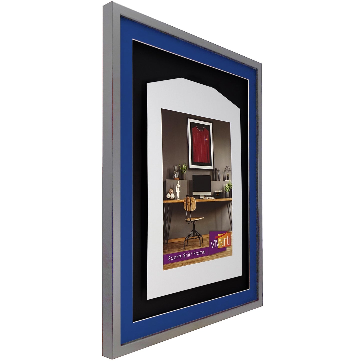 Vivarti DIY 3D Mounted Sports Shirt Display Silver  Frame with Colour Mounts
